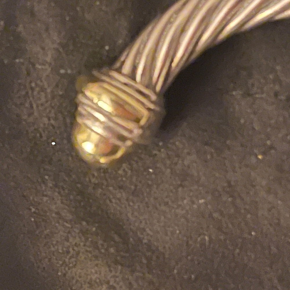 David Yurman Silver and Gold Cable Cuff - Picture 7 of 10